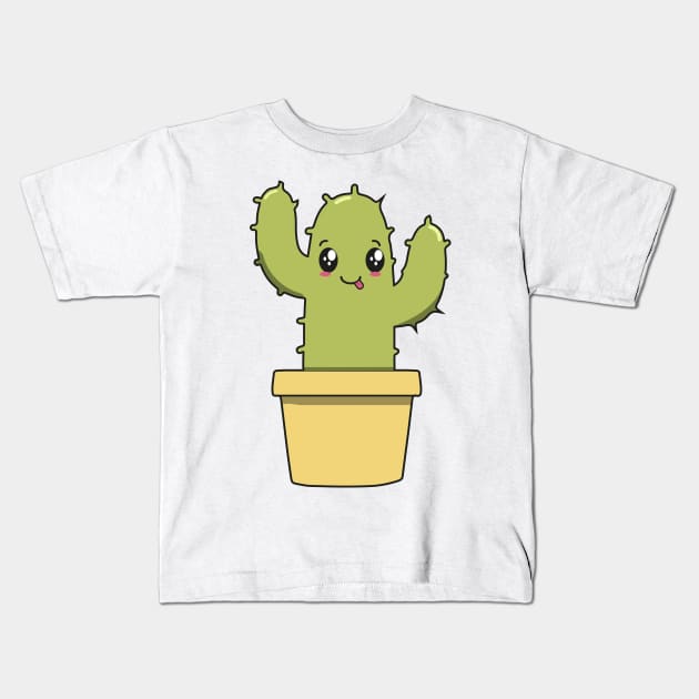 Cute Cactus Kawaii Kids T-Shirt by IstoriaDesign